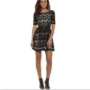 Rewind XL Lace Skater Dress Black Short Sleeve